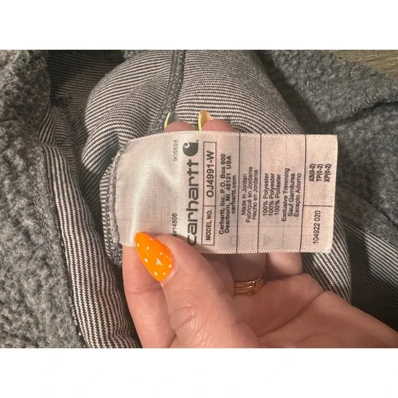 Carhartt Womens Gray Sherpa Fleece Pullover Snap Mock Neck OJ4991-W Relaxed XS - Picture 6 of 6